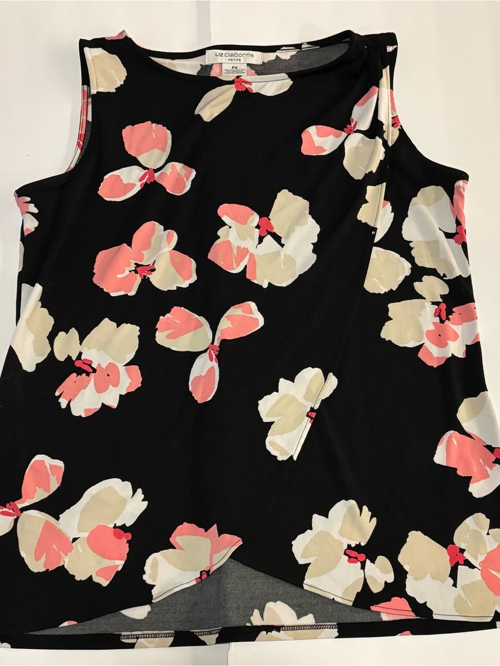 Liz Claiborne Black Floral Tank Top - Pink & Cream Flowers